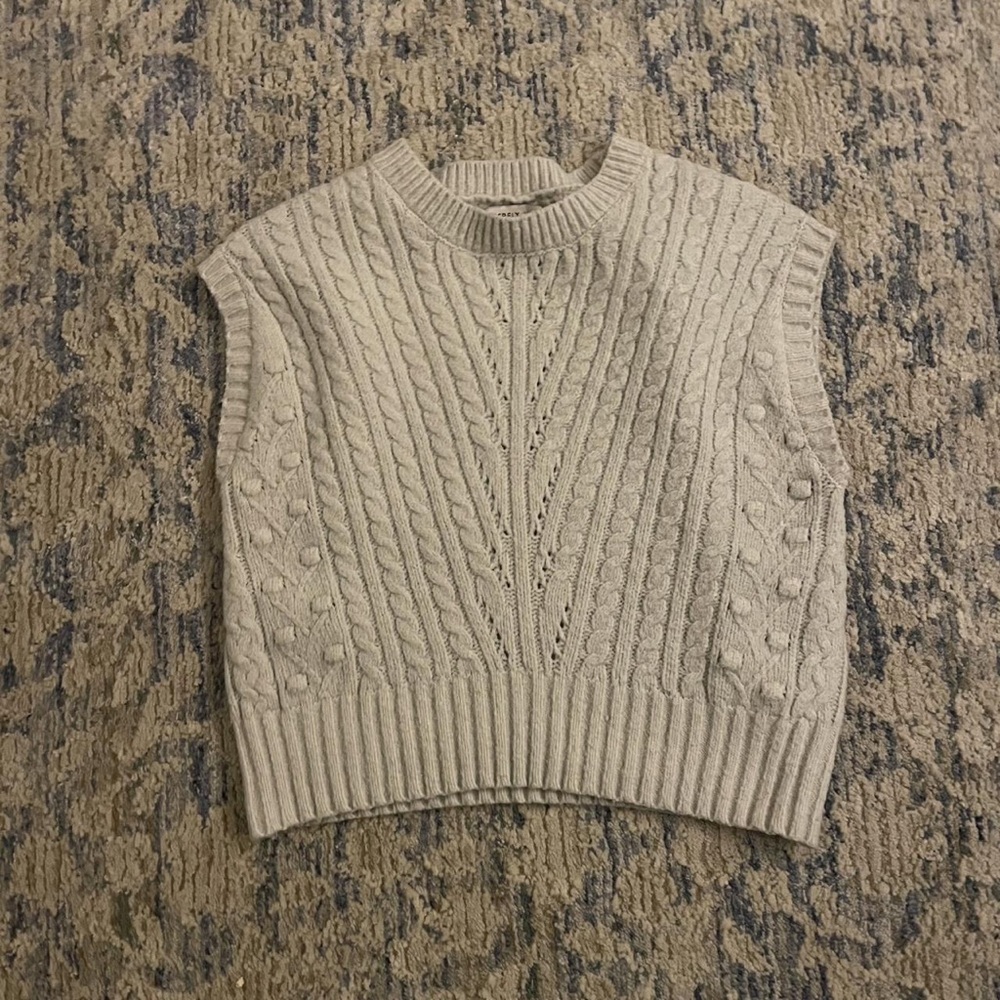 Sincerely Jules Cream Cable Knit Sleeveless Sweater